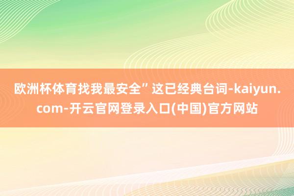 欧洲杯体育找我最安全”这已经典台词-kaiyun.com-开