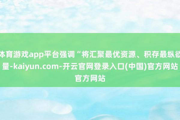 体育游戏app平台强调“将汇聚最优资源、积存最纵欲量-kai